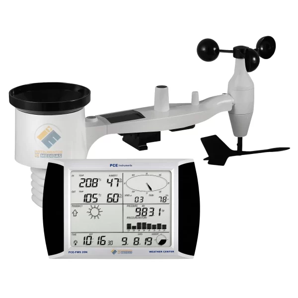 imagen de Anemómetro inalámbrico para la medición de la dirección del viento, la velocidad del viento, la temperatura, la humedad relativa y la pluviosidad PCE-FWS 20N-2 - PCE Instruments