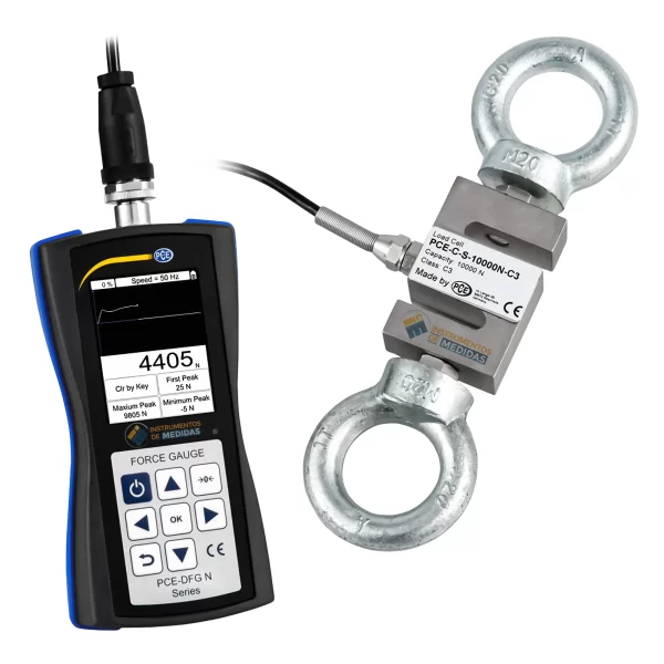 imagen de Dinamómetro digital con célula de carga externa de 10000 N e interfaz USB para conexión a PC PCE-DFG N 10K - PCE Instruments