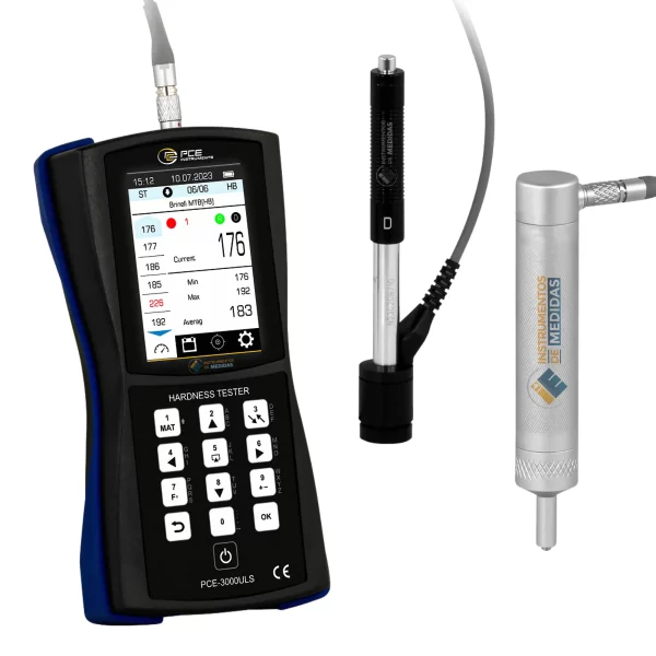 imagen de Durómetro portátil con unidades de dureza HRC, HB, HV (Incluye sonda ultrasónica y percutor tipo D) PCE-3000ULS - PCE Instruments¡